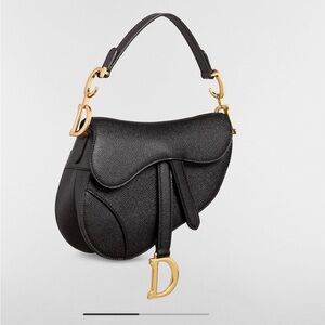 Dior Mini Saddle Bag Black Calfskin Gold Hardware